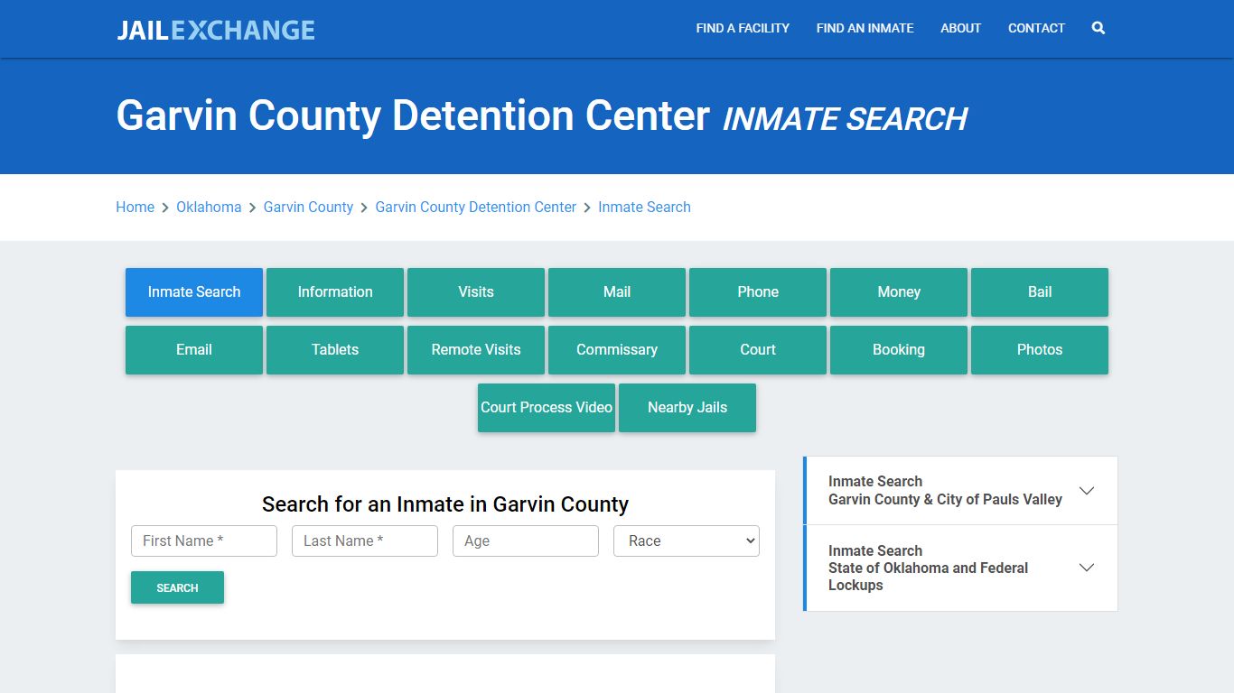 Garvin County Detention Center Inmate Search - Jail Exchange