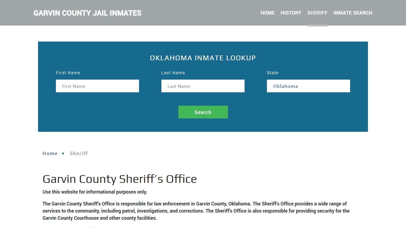 Garvin County Sheriff, OK Arrest Warrant Lookup