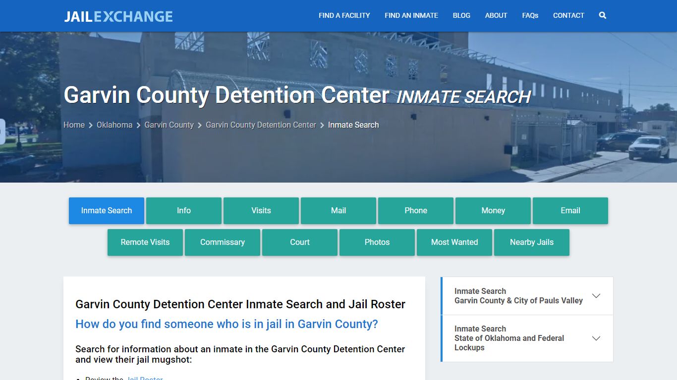 Garvin County Detention Center Inmate Search - Jail Exchange